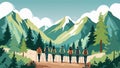 Majestic Mountain Hike: A Group Adventure in the Wilderness Royalty Free Stock Photo