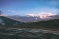 majestic mountain landscape at sunrise in Indian Himalayas Rohtang