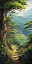 Majestic Mountain Path: Animecore Art Inspired By Miyazaki Hayao