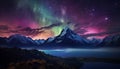 Majestic mountain peak reflects starry galaxy in tranquil night generated by AI Royalty Free Stock Photo