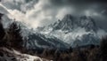 Majestic mountain peak stands tall in panoramic snow covered landscape generated by AI Royalty Free Stock Photo