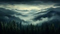 Majestic mountain peak, tranquil forest, and panoramic wilderness scene generated by AI