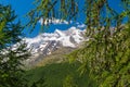 Hiking and climbing at Schweizerpfad path from Saas-Grund to Triftalp Royalty Free Stock Photo