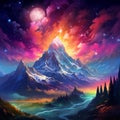 Majestic Mountain Range Blending Fantasy and Reality