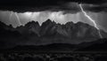 Majestic mountain range, dramatic sky, ominous storm cloud, extreme terrain adventure generated by AI Royalty Free Stock Photo