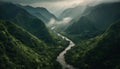 Majestic mountain range, high angle view, tranquil scene, autumn colors generated by AI Royalty Free Stock Photo