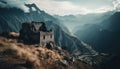 Majestic mountain range, old ruins, and spooky mystery in Jinshangling generated by AI Royalty Free Stock Photo