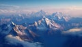 Majestic mountain range, panoramic view, extreme terrain, frozen beauty generated by AI Royalty Free Stock Photo