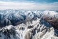 majestic mountain range, with peaks and valleys covered in snow, stretching as far as the eye can see Royalty Free Stock Photo