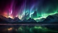 Majestic mountain range reflects tranquil starry night in arctic generated by AI Royalty Free Stock Photo