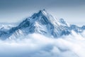 majestic mountain range rises above a sea of clouds, its peaks adorned with intricate patterns of snow and ice Royalty Free Stock Photo