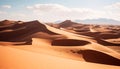 Majestic mountain range, striped sand dunes, tranquil African beauty generated by AI