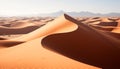 Majestic mountain range, striped with wave pattern, under clear sky generated by AI