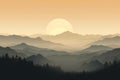 Majestic Mountain Sunset Silhouettes. Generative ai. Royalty Free Stock Photo