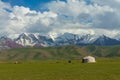 Majestic mountains in Chon-Alai and kyrgyz yurt