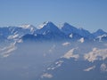 Majestic mountains Eiger, Monch and Jungfrau Royalty Free Stock Photo