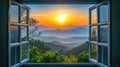 Majestic Mountains Frame Open Window