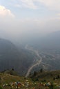 Majestic mountains landscape under morning sky with clouds. Royalty Free Stock Photo