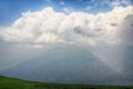 Majestic mountains landscape under morning sky with clouds. Royalty Free Stock Photo