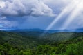 Majestic mountains landscape under morning sky with clouds. Over Royalty Free Stock Photo