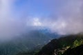 Majestic mountains landscape under morning sky with clouds. Overcast sky before storm. Carpathian, Ukraine, Europe Royalty Free Stock Photo