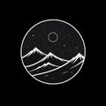 Majestic Mountains And Moon Icon In Film Noir Aesthetic