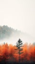 Majestic Mountains: A Serene Journey Through a Foggy Forest in N