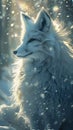 Majestic Mysticism: A Stunning White Fox in a Winter Wonderland Royalty Free Stock Photo