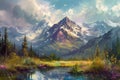 Beautiful Lakeside Mountain Landscape Painting, Nature, Rustic Home Decor, Scenic Oil on Canvas, Modern Art, Camping and Travel