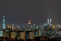 Majestic night landscape of downtown Kuala Lumpur Royalty Free Stock Photo