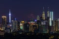 Majestic night landscape of downtown Kuala Lumpur Royalty Free Stock Photo