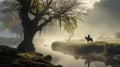 Majestic Ogre On Horseback: A Dreamlike Journey Through Isolated Landscapes