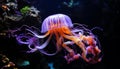 Majestic orange bell jellyfish gently swaying in the tranquil azure waters of the vast ocean Royalty Free Stock Photo