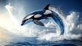 Majestic Orca Breaching the Surface of the Ocean Royalty Free Stock Photo