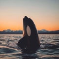 Majestic Orca Breaching the Surface of the Ocean Royalty Free Stock Photo