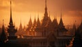 Majestic pagoda at dusk, a spiritual journey generated by AI