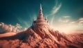 Majestic pagoda symbolizes spirituality in ancient architecture generated by AI