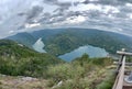 Majestic panorama scenery nature, mountains, skies and river Drina