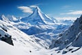 Majestic panorama Snowy mountain vista captured in expansive panoramic view Royalty Free Stock Photo