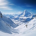 Majestic panorama Snowy mountain vista captured in expansive panoramic view Royalty Free Stock Photo