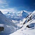 Majestic panorama Snowy mountain vista captured in expansive panoramic view Royalty Free Stock Photo