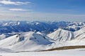 Majestic panoramic view of snowcapped mountains. Winter in Georgia