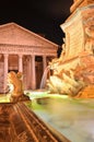 Majestic Pantheon and the Fountain by night on Piazza della Rotonda in Rome, Italy Royalty Free Stock Photo