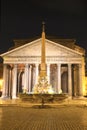 Majestic Pantheon and the Fountain by night on Piazza della Rotonda in Rome, Italy Royalty Free Stock Photo