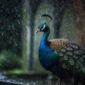 A Majestic Peacock Displaying its Feathers