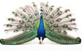 Majestic Peacock Flaunting Its Plumes Against a White Background -Generative Ai