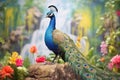 majestic peacock with lush background