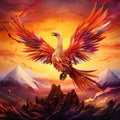 Majestic Phoenix Rising from Origami Folds Royalty Free Stock Photo