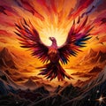 Majestic Phoenix Rising from Origami Folds Royalty Free Stock Photo