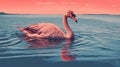 Majestic Pink Swan In Solarization Style With Retro Filters